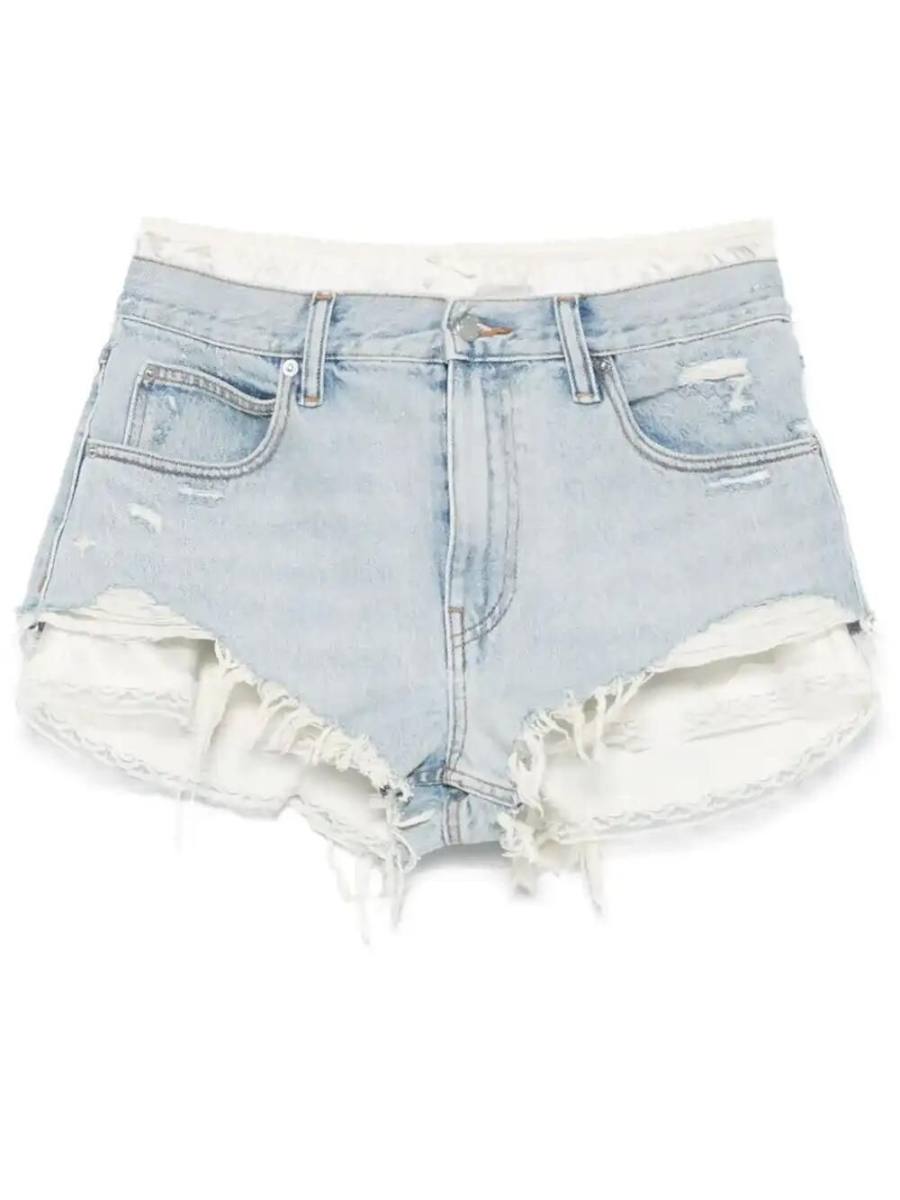 Cutoff silk-layer shorts