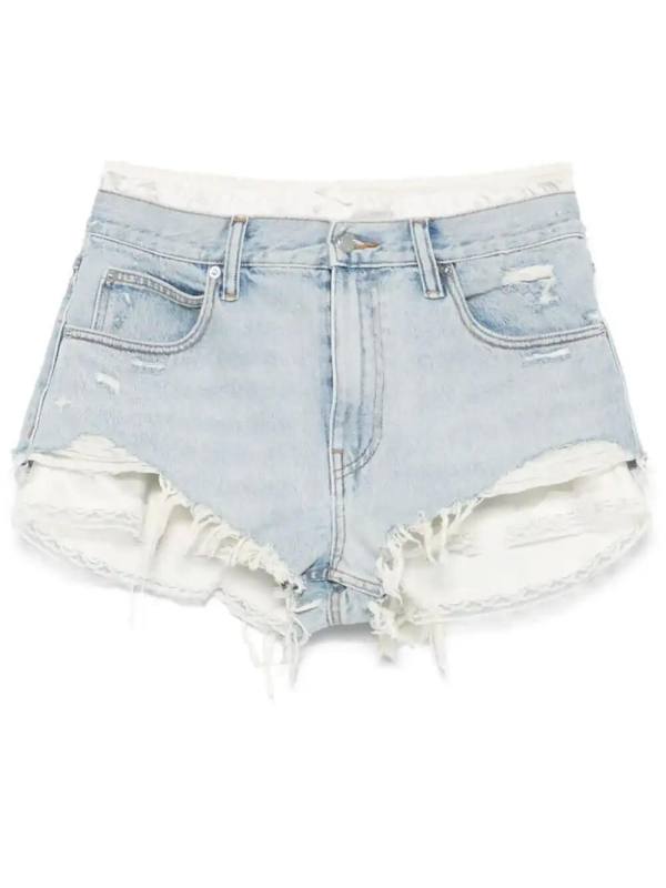 Cutoff silk-layer shorts