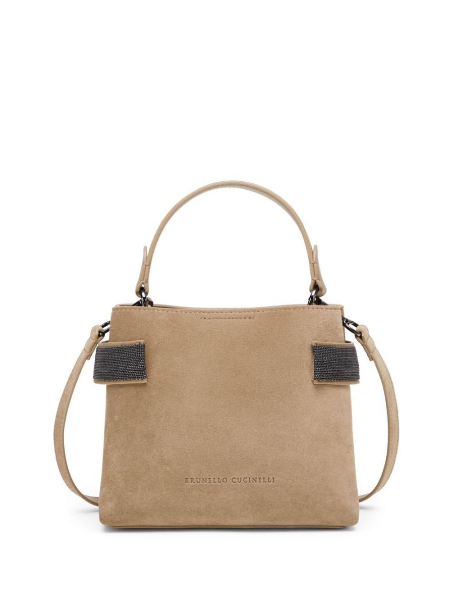 sequin-embellished leather tote bag