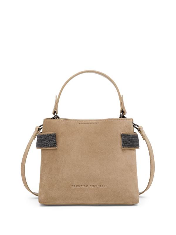 sequin-embellished leather tote bag