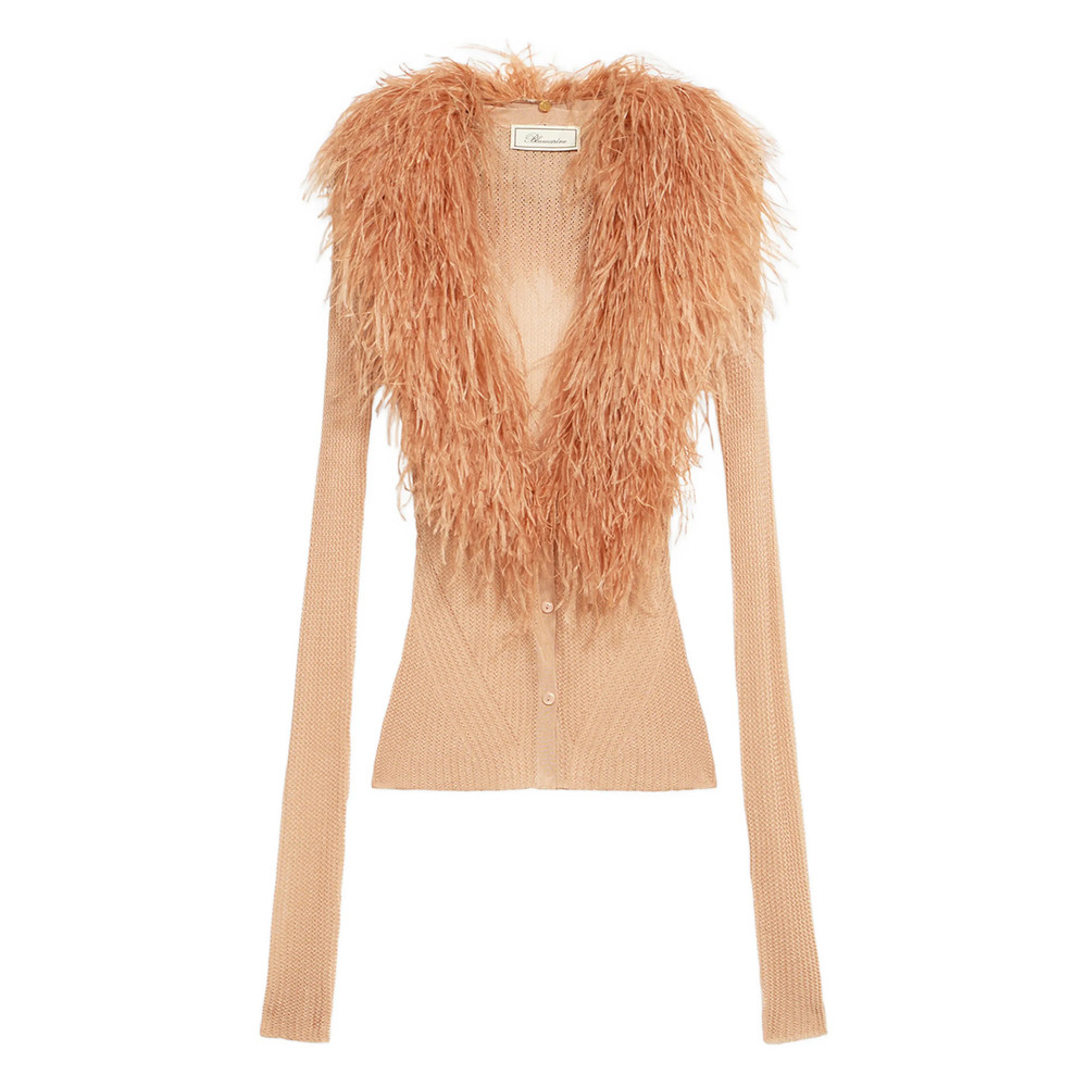 Blumarine Feather-collar Cardigan