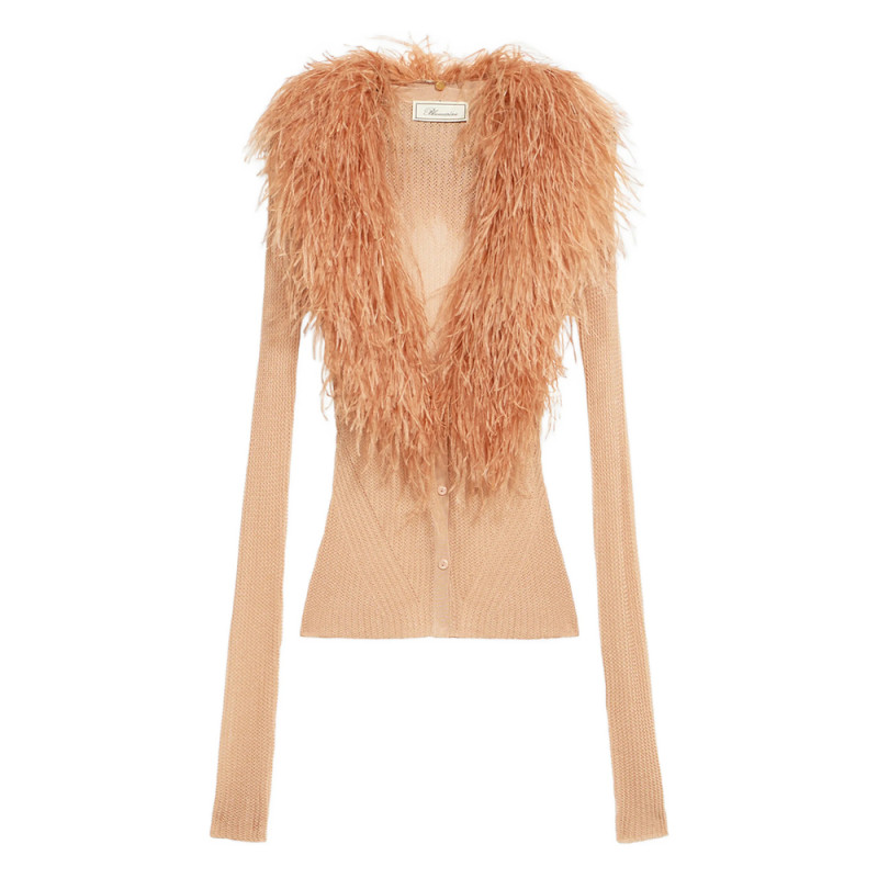 Blumarine Feather-collar Cardigan