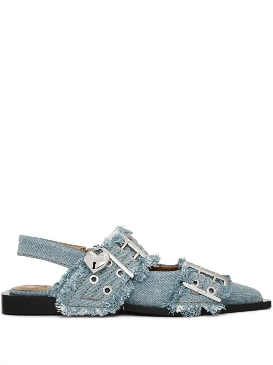 Feminine denim ballet flats