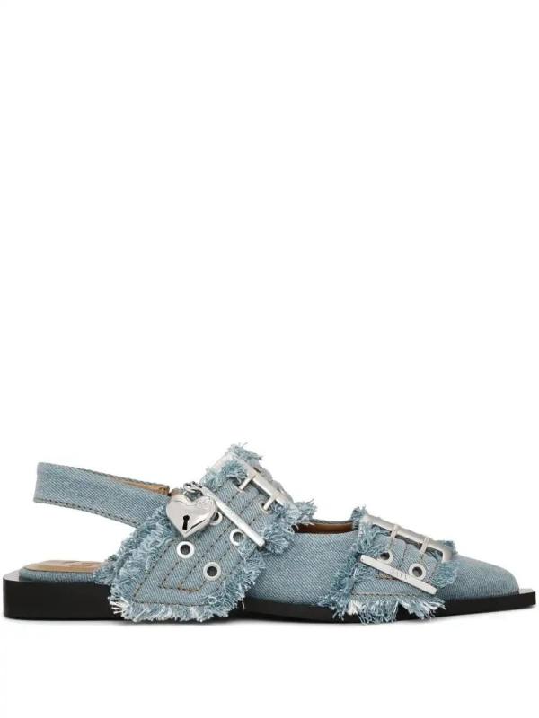 Feminine denim ballet flats