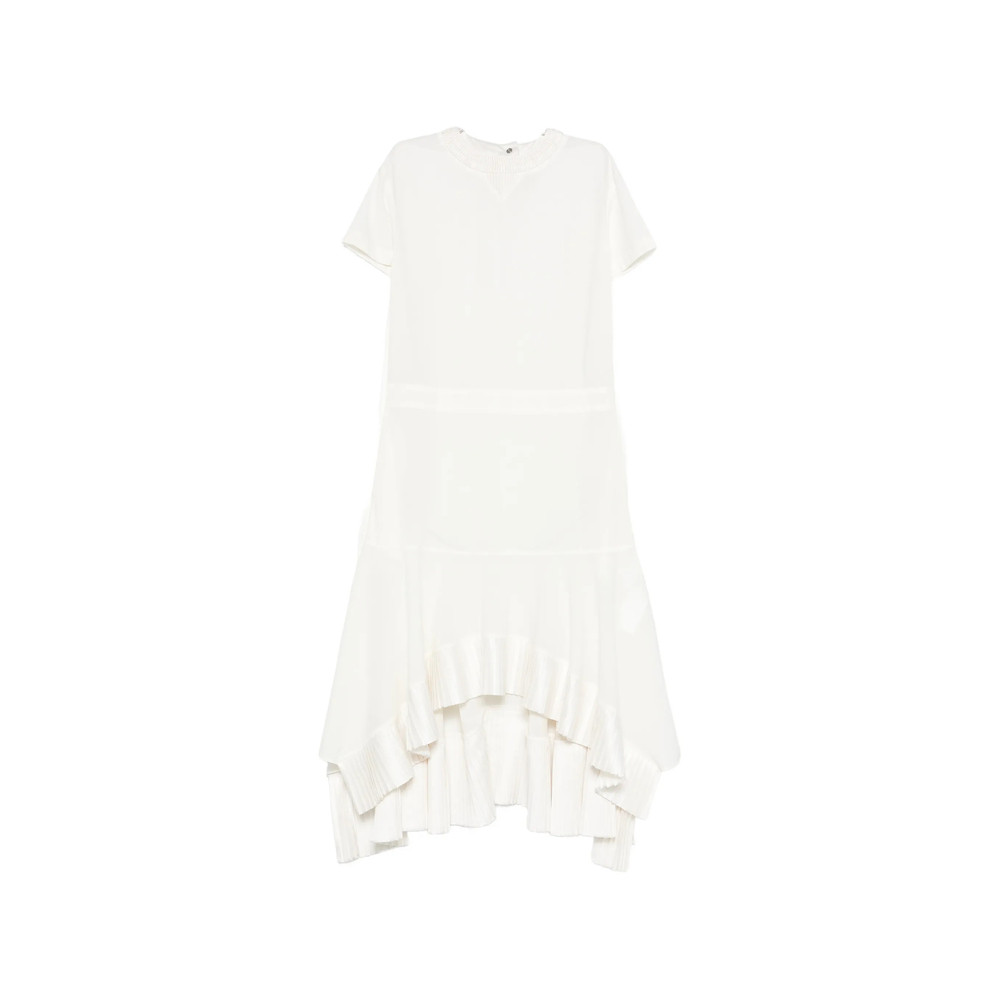 Sacai Ruffled Short-sleeve Asymmetric Dress
