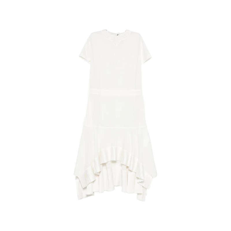 Sacai Ruffled Short-sleeve Asymmetric Dress