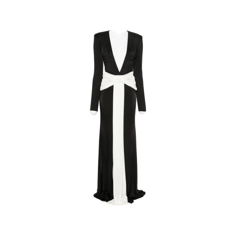 New Arrivals Plunging-neckline Twisted-waist Maxi Dress