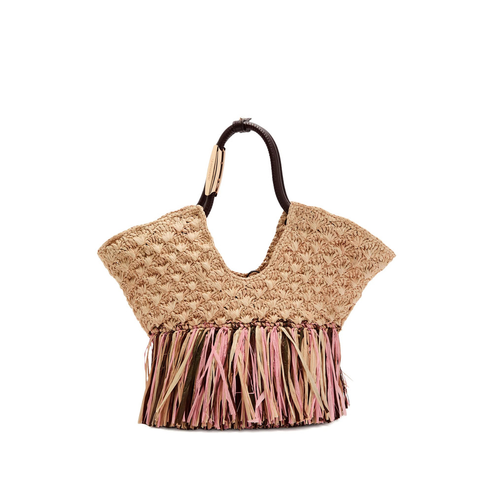 Zimmermann Small Goldentime Fringed Raffia Tote Bag