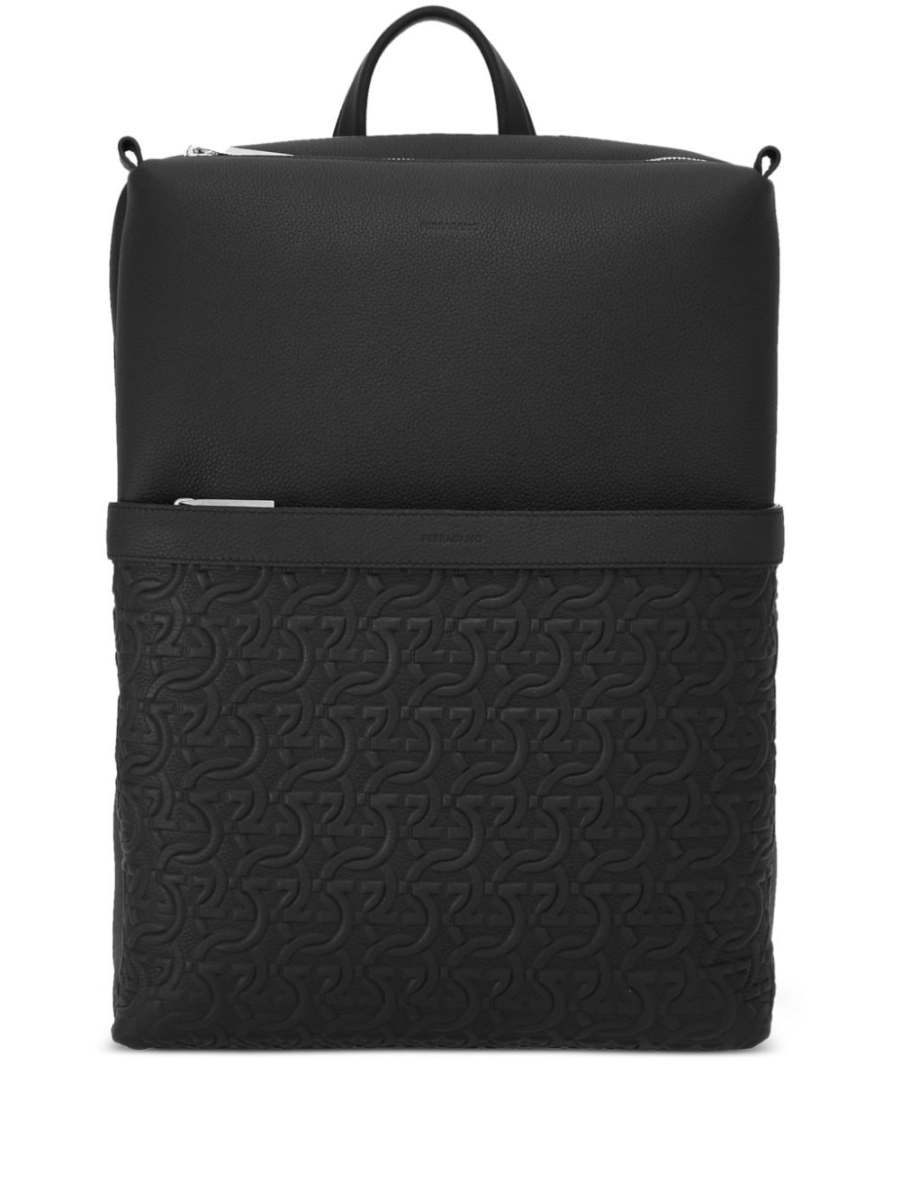 Gancini-debossed leather backpack