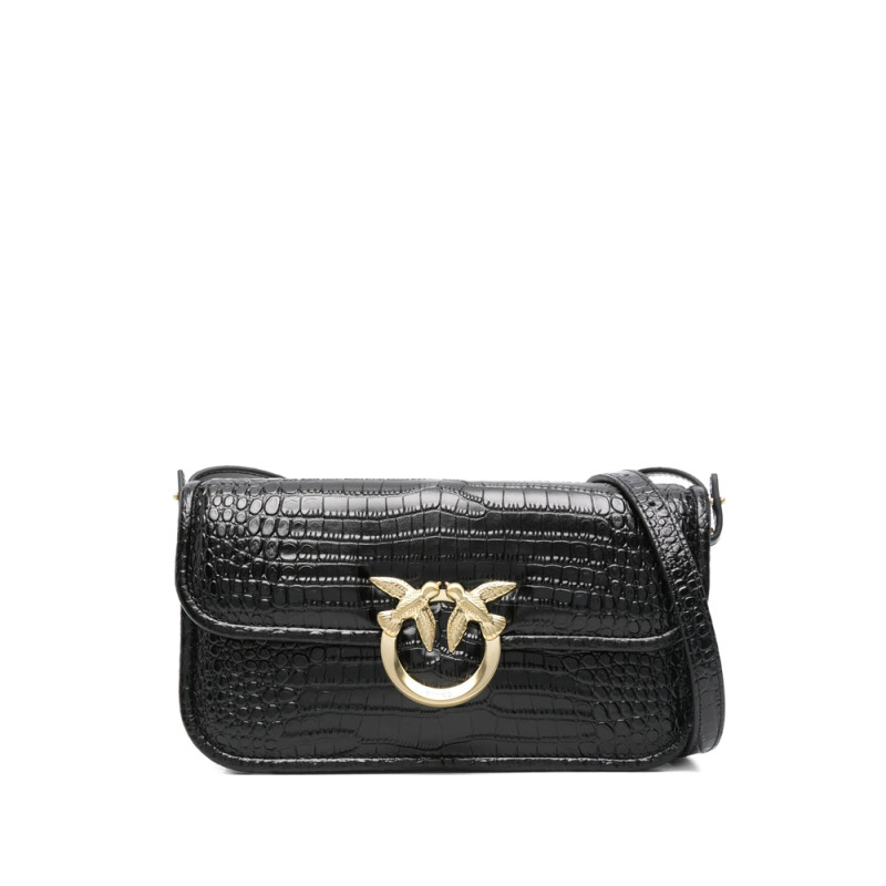Pinko Crocodile-embossed Leather Cross Body Bag