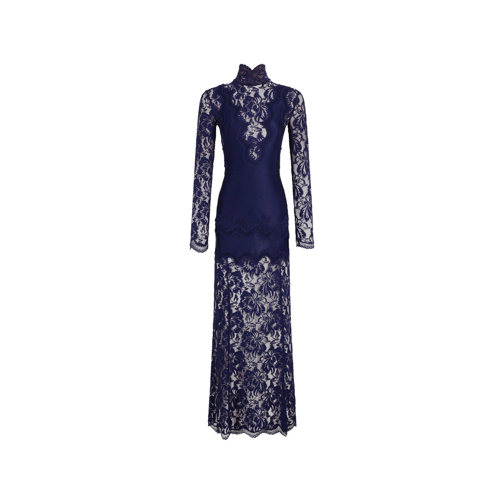 Rabanne Lace-panelled High-neck Maxi Dress