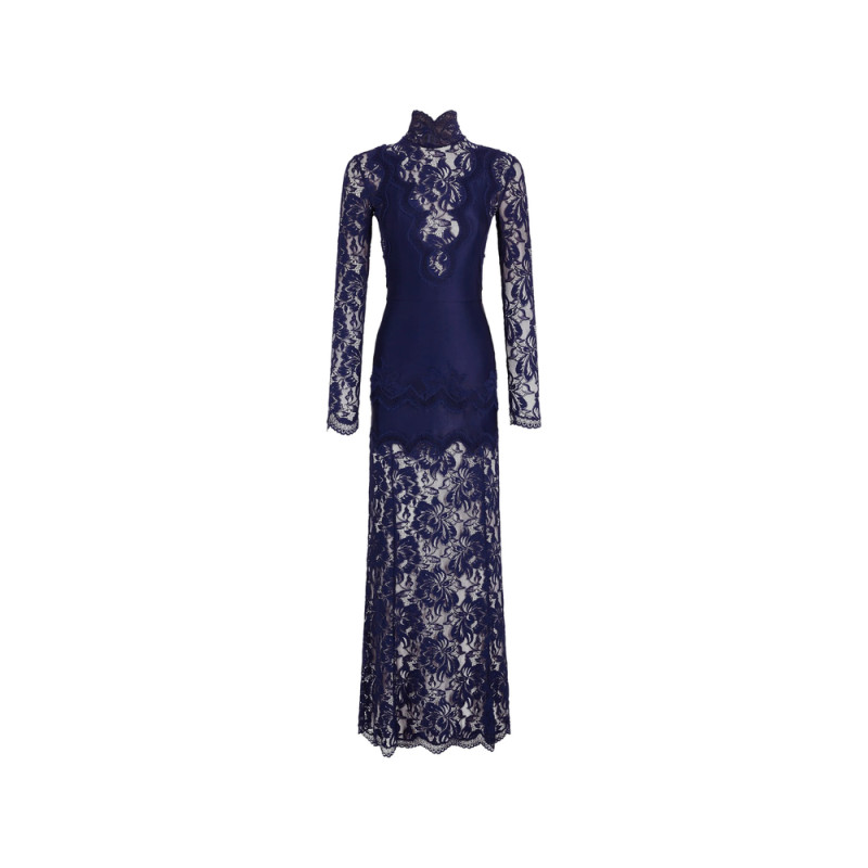 Rabanne Lace-panelled High-neck Maxi Dress