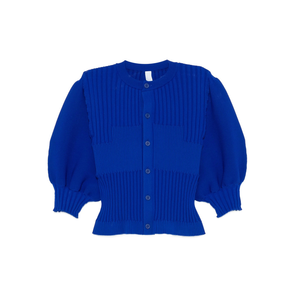 Cfcl Fluted Ribbed Puff-sleeve Cardigan