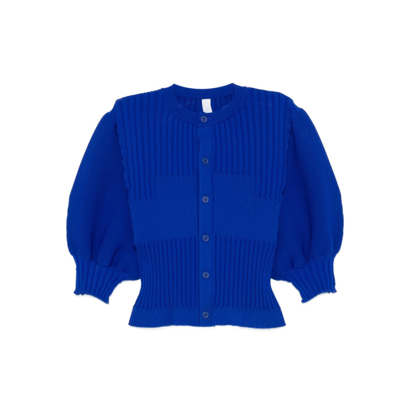 Cfcl Fluted Ribbed Puff-sleeve Cardigan