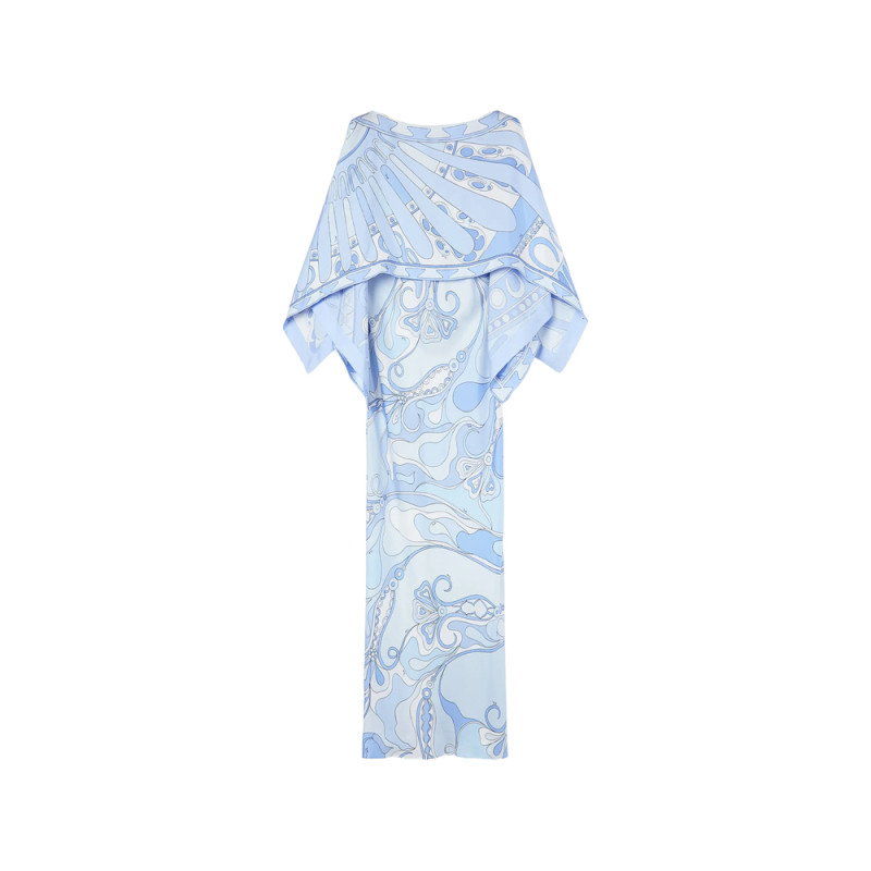 Pucci Orchidee And Soleil-print Silk Dress With Cape