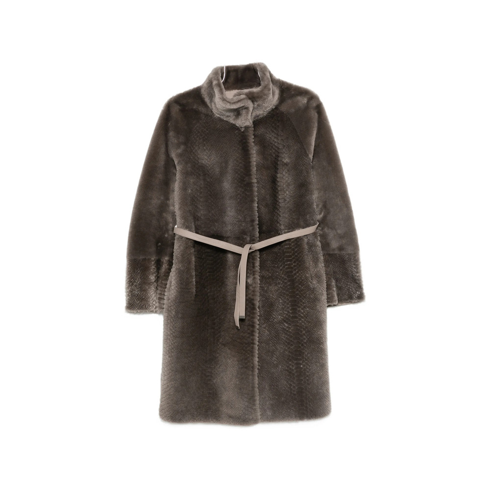 Suprema X Eraldo Belted Snake-effect Coat