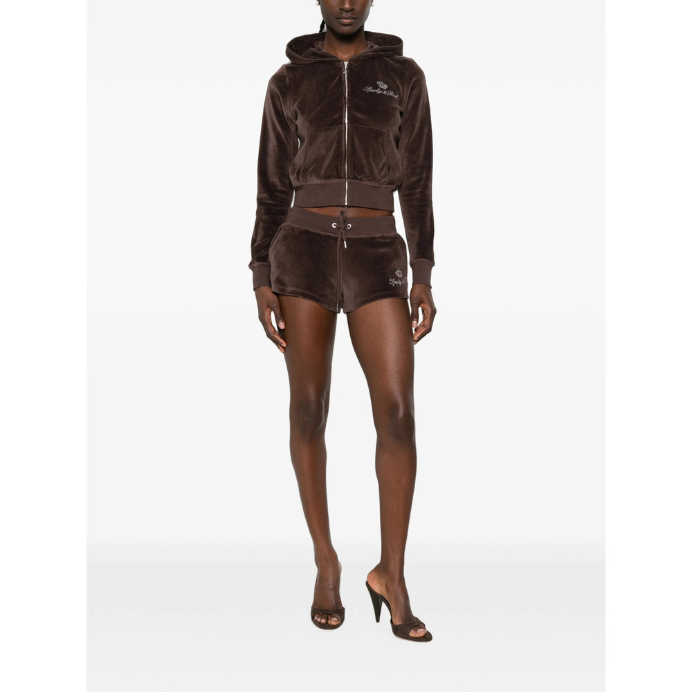 Sporty & Rich X Juicy Couture Rhinestone-embellished Zip-up Hoodie