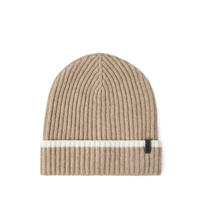 Brunello Cucinelli Contrasting-stripe Ribbed Beanie
