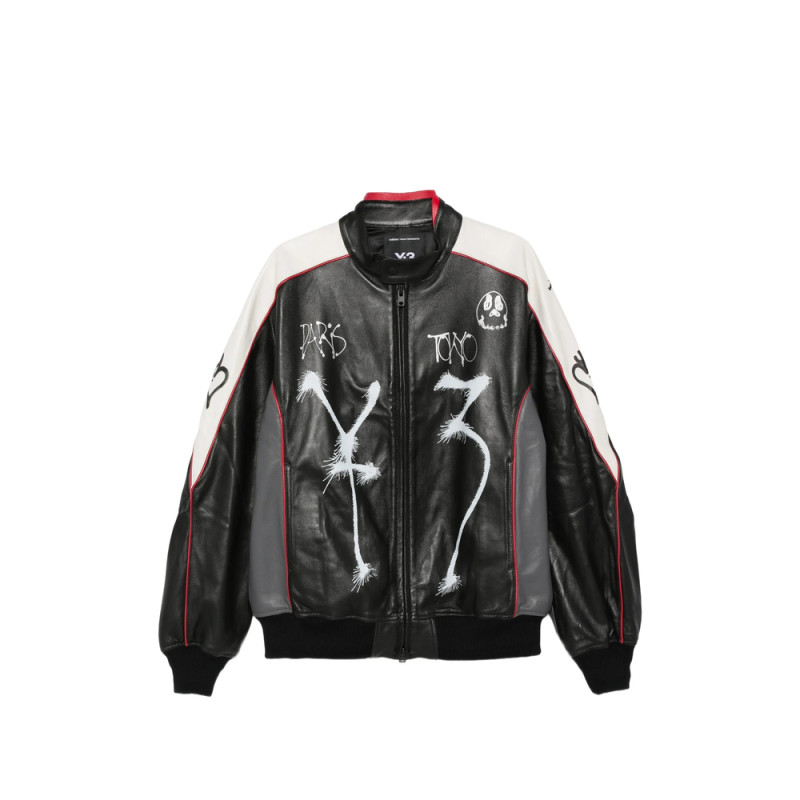 Y-3 Chito Graffiti-print Leather Jacket