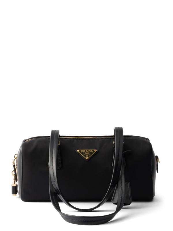 medium re-nylon and leather tote bag