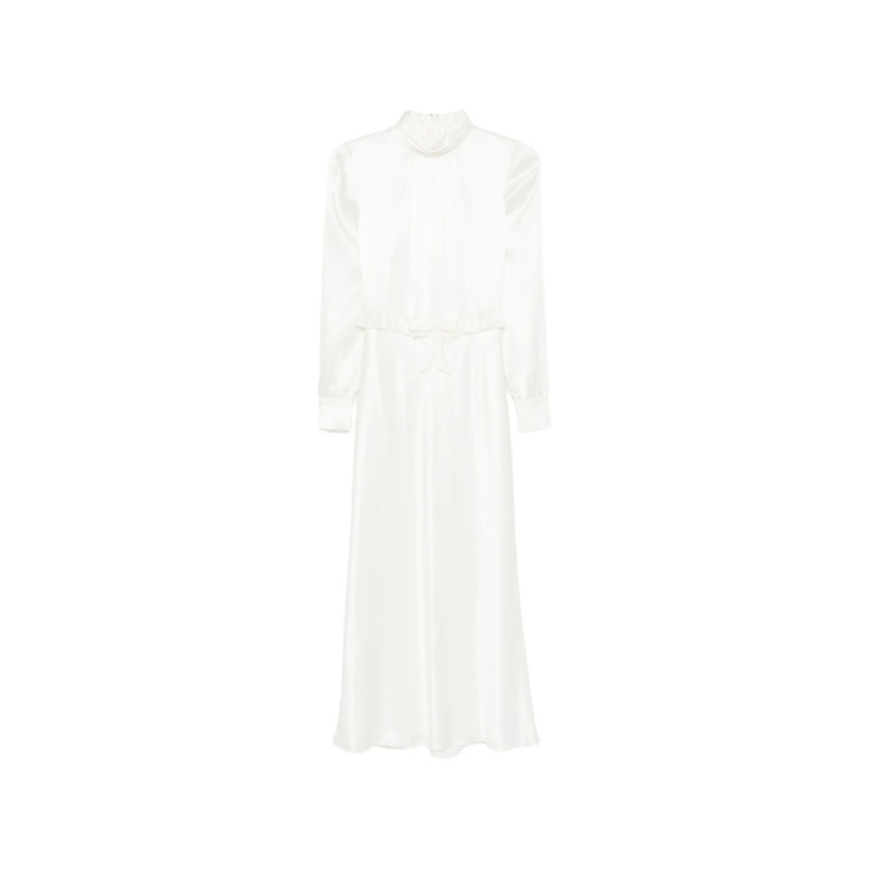 Alessandra Rich High-neck Ruffled Silk Midi Dress