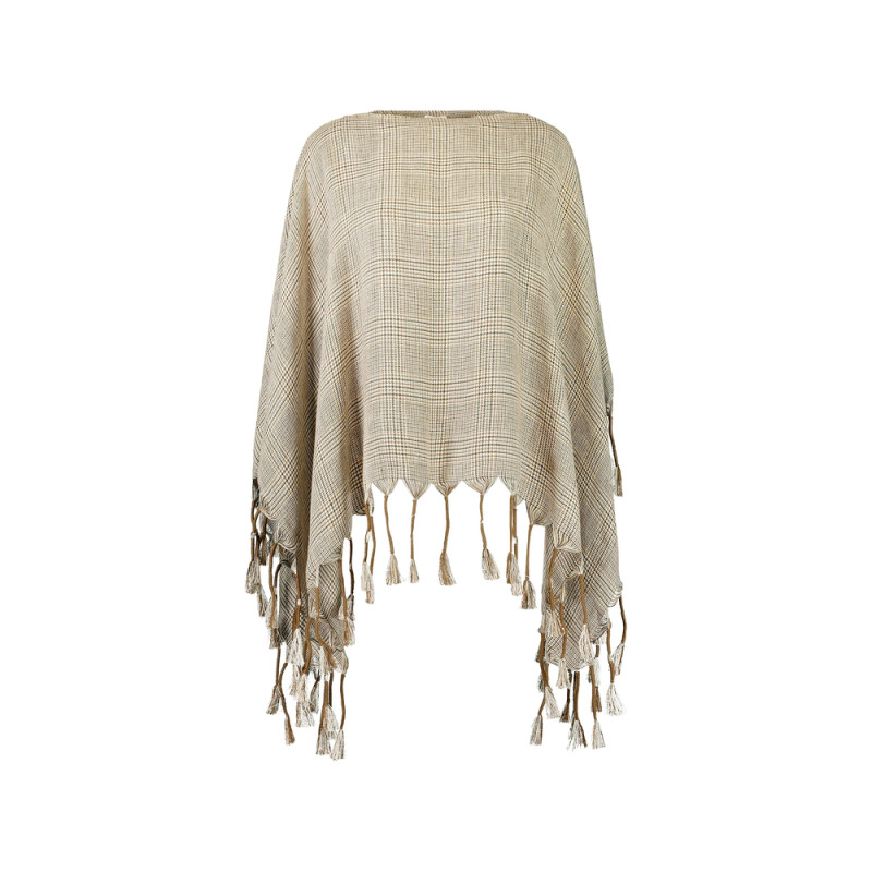 Brunello Cucinelli Prince Of Wales Fringed Poncho