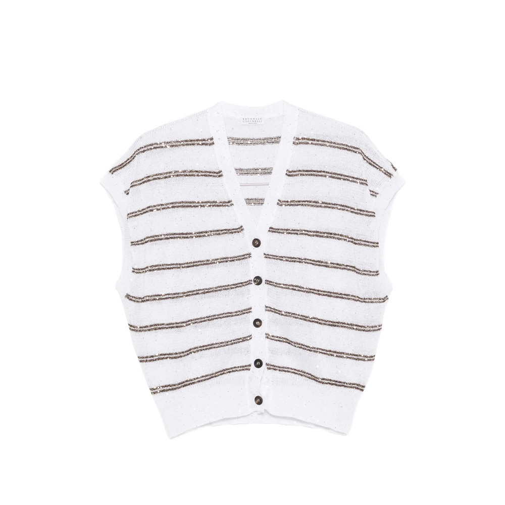 Brunello Cucinelli Sequin-embellished Striped Cardigan