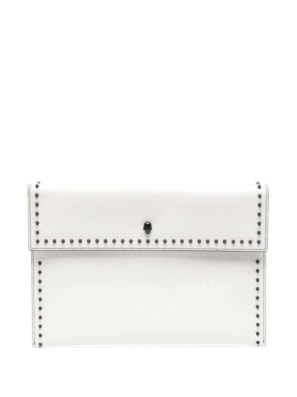 skull-stud leather clutch