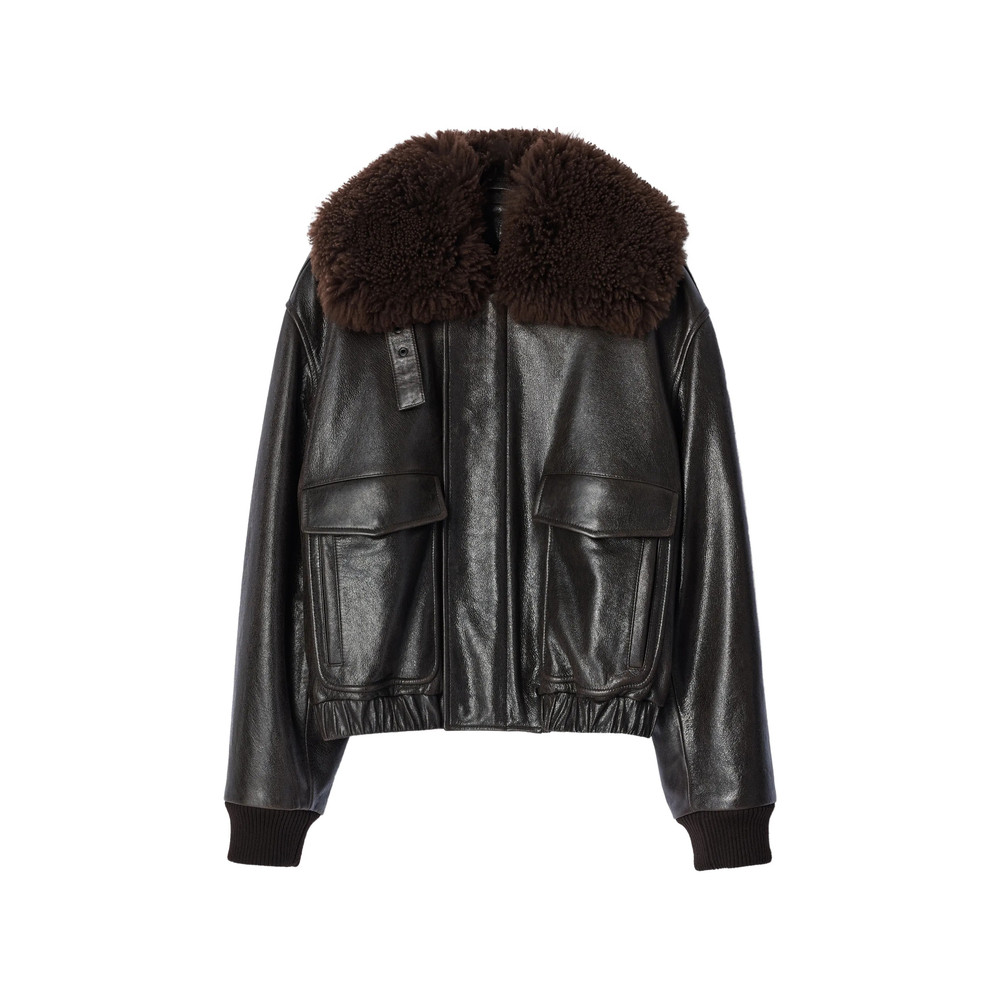 Lemaire Blouson In Shiny Leather