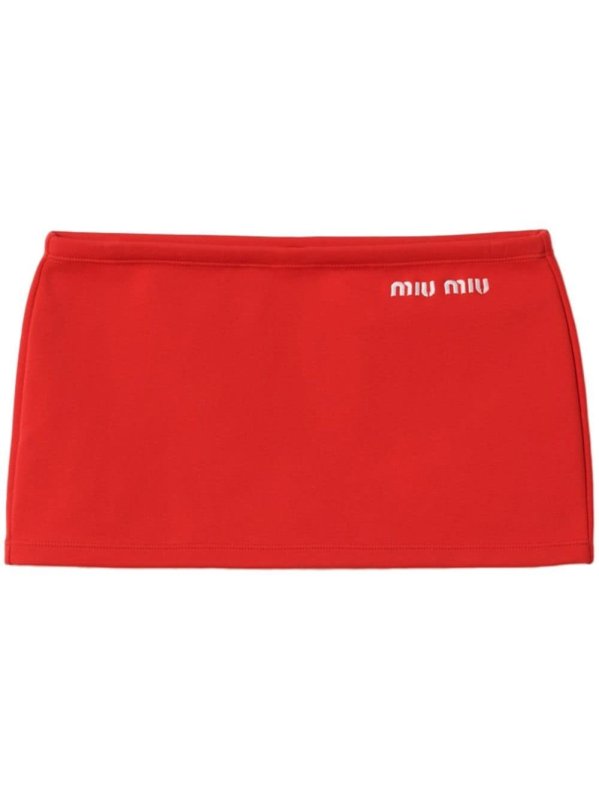logo-embroidered low-rise miniskirt