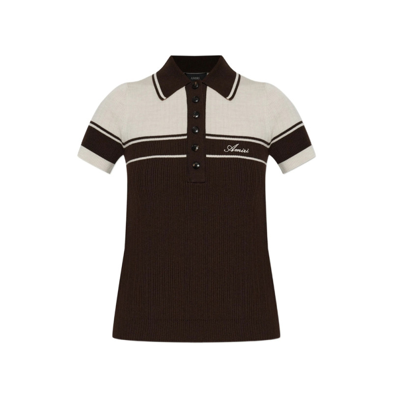 Amiri Logo-embroidered Striped Polo Shirt