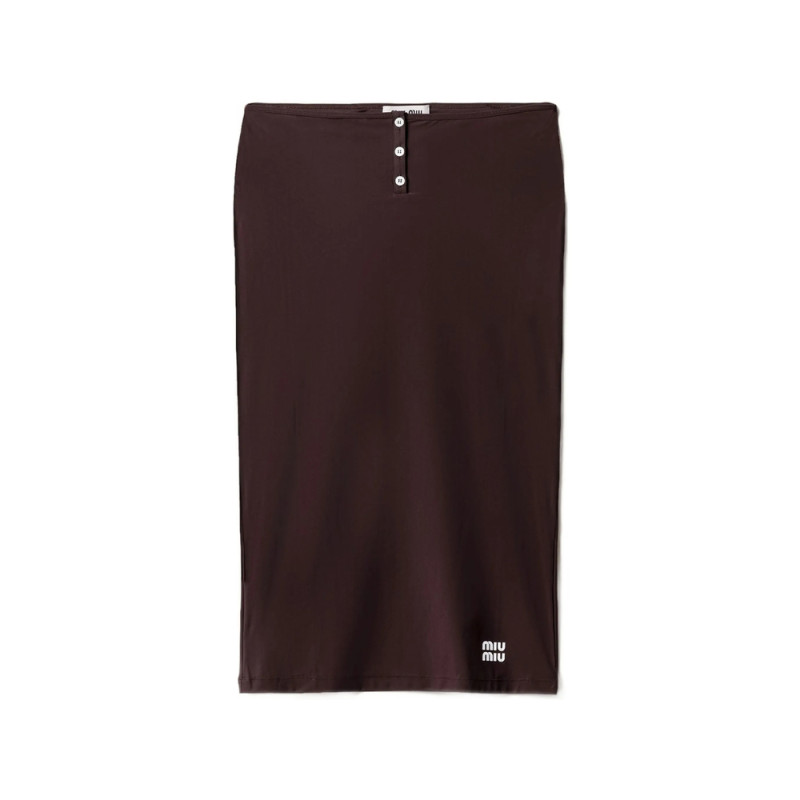 Miu Miu Logo-detail Buttoned Midi Skirt