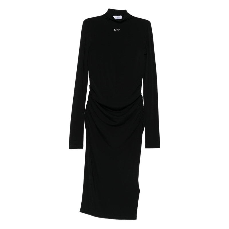 Off-white Off Stamp High-neck Ruched Dress