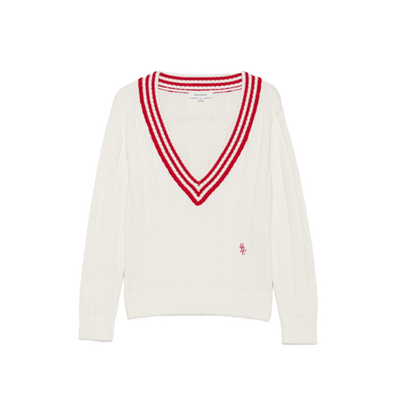 Sporty & Rich Item Ribbed-knit Striped-trim Sweater