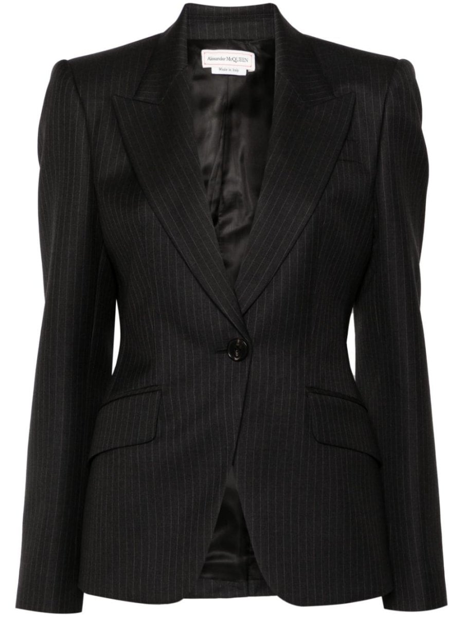 single-breasted pinstriped blazer