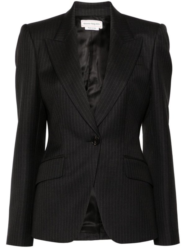 single-breasted pinstriped blazer