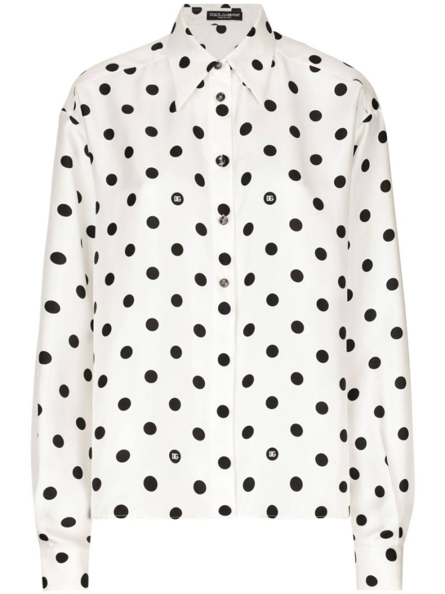 polka-dot silk shirt