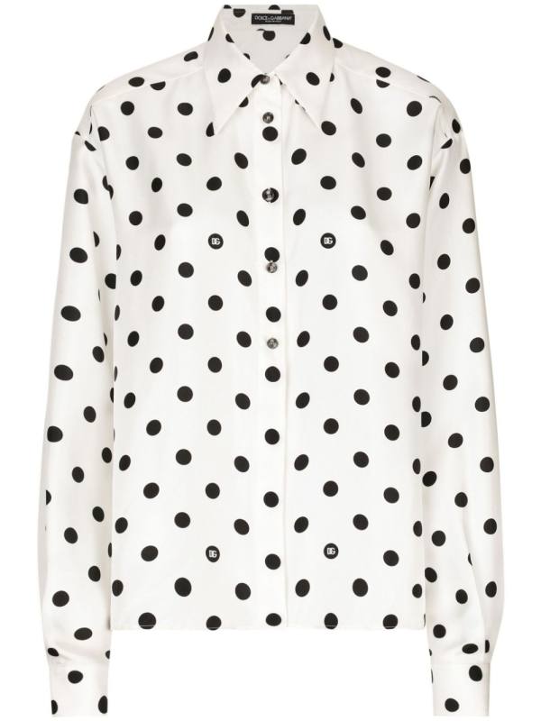 polka-dot silk shirt