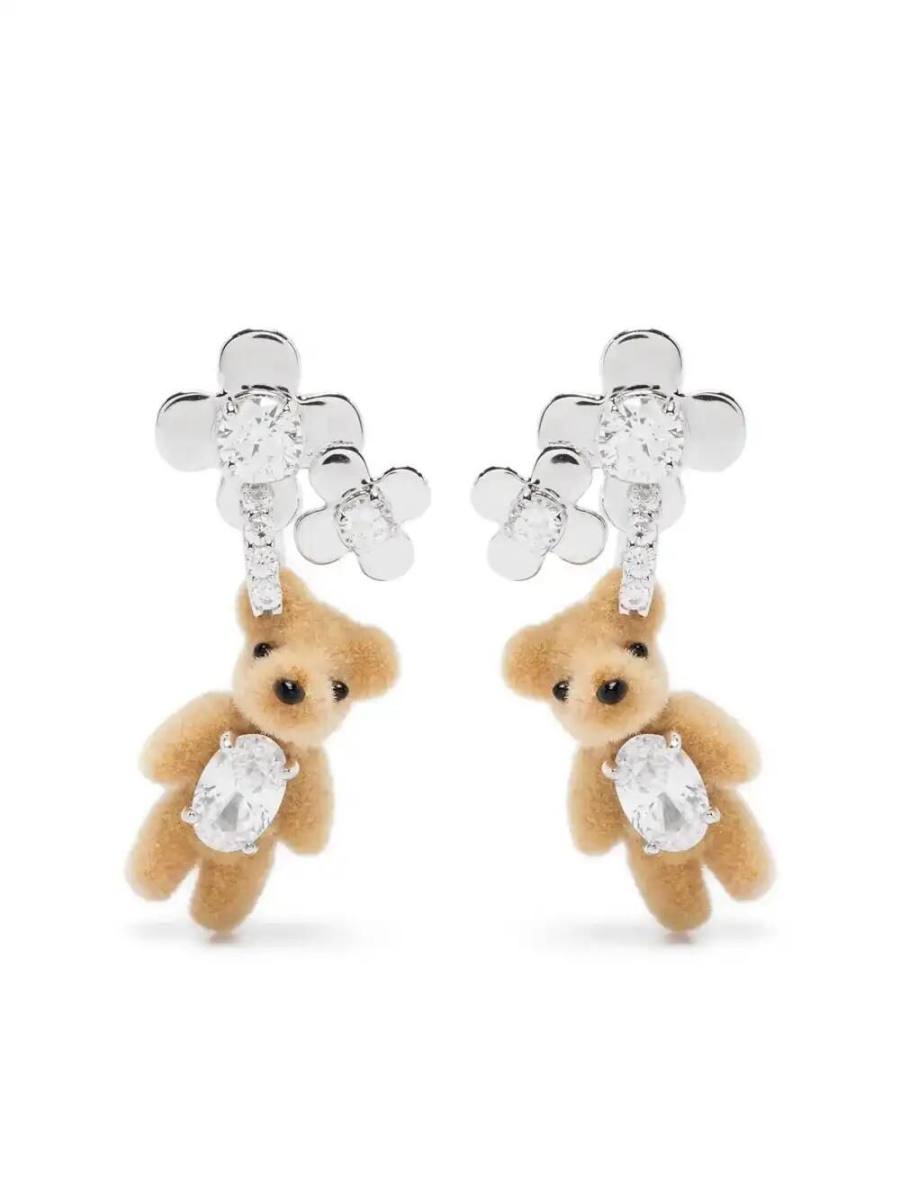mini bear flower earrings