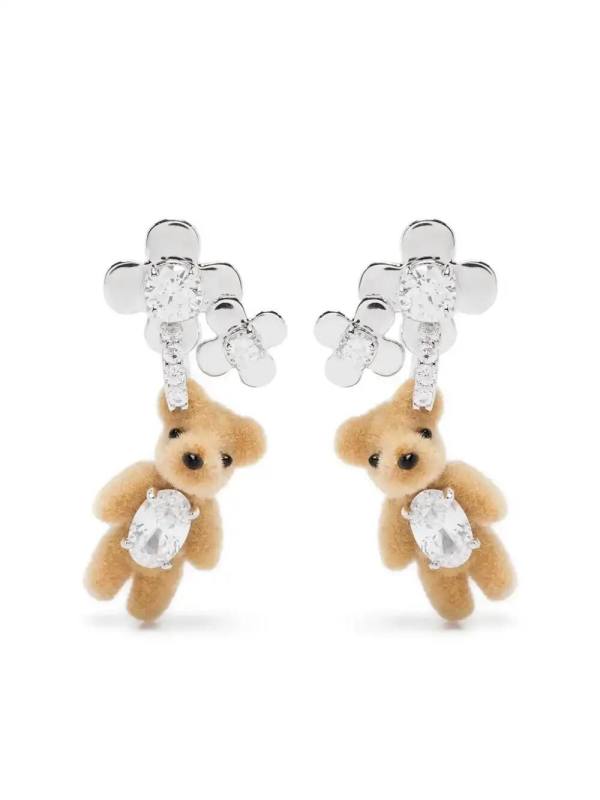 mini bear flower earrings