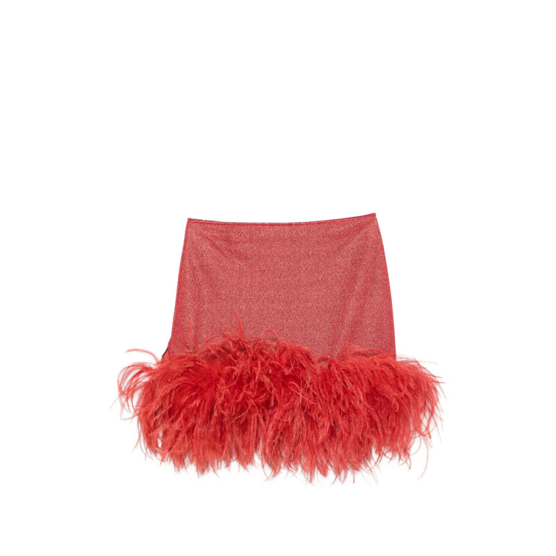 Oséree Lumière Plumage Feather-trim Mini Skirt