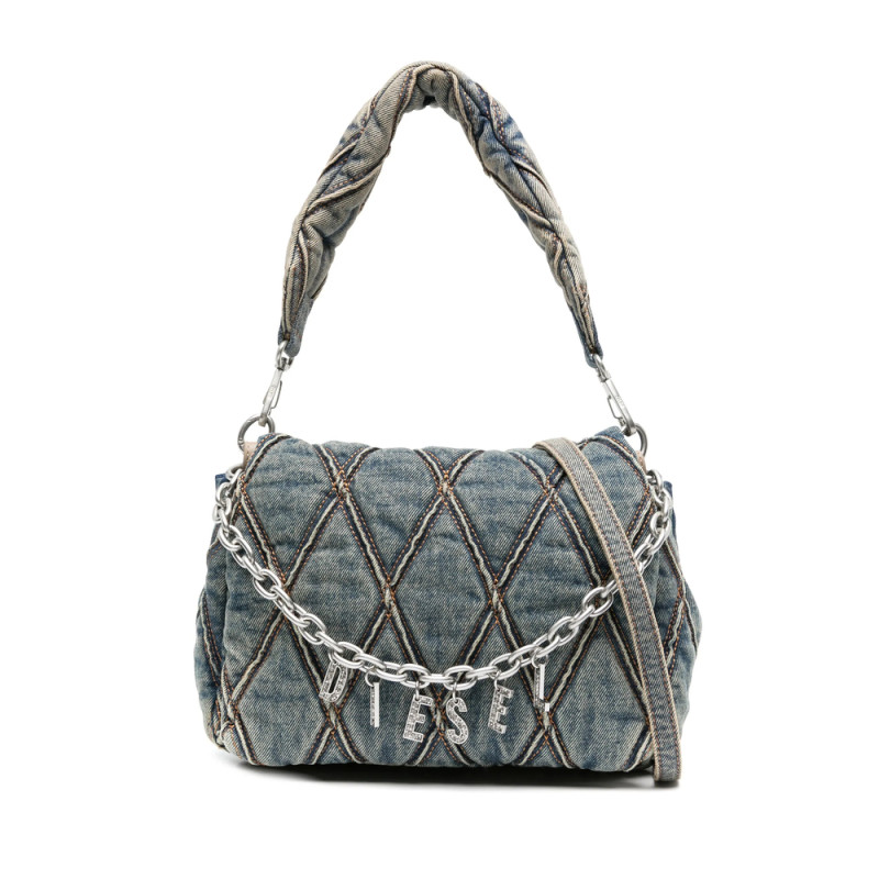 Diesel Charm-D-small Shoulder Bag In Quilted Denim