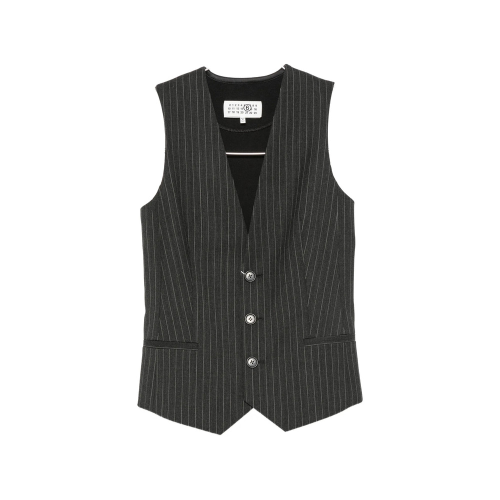 Mm6 Maison Margiela Pinstripe-pattern Sleeveless Waistcoat
