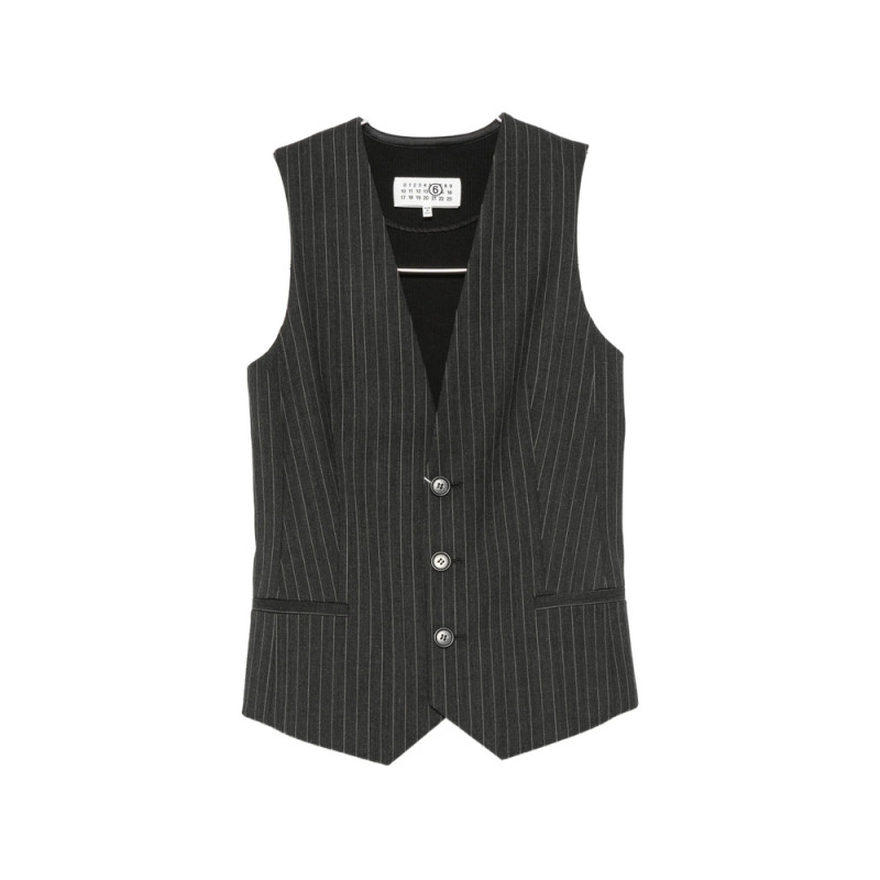Mm6 Maison Margiela Pinstripe-pattern Sleeveless Waistcoat