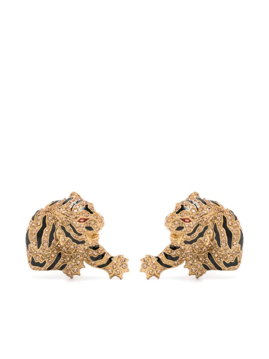 crystal-embellished tiger earrings