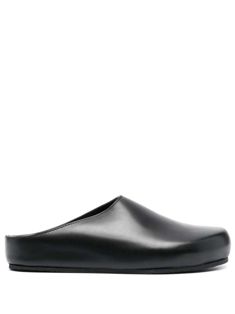 slip-on leather mules