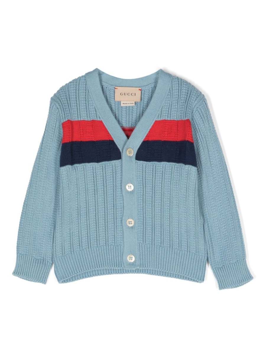 striped-trim cardigan