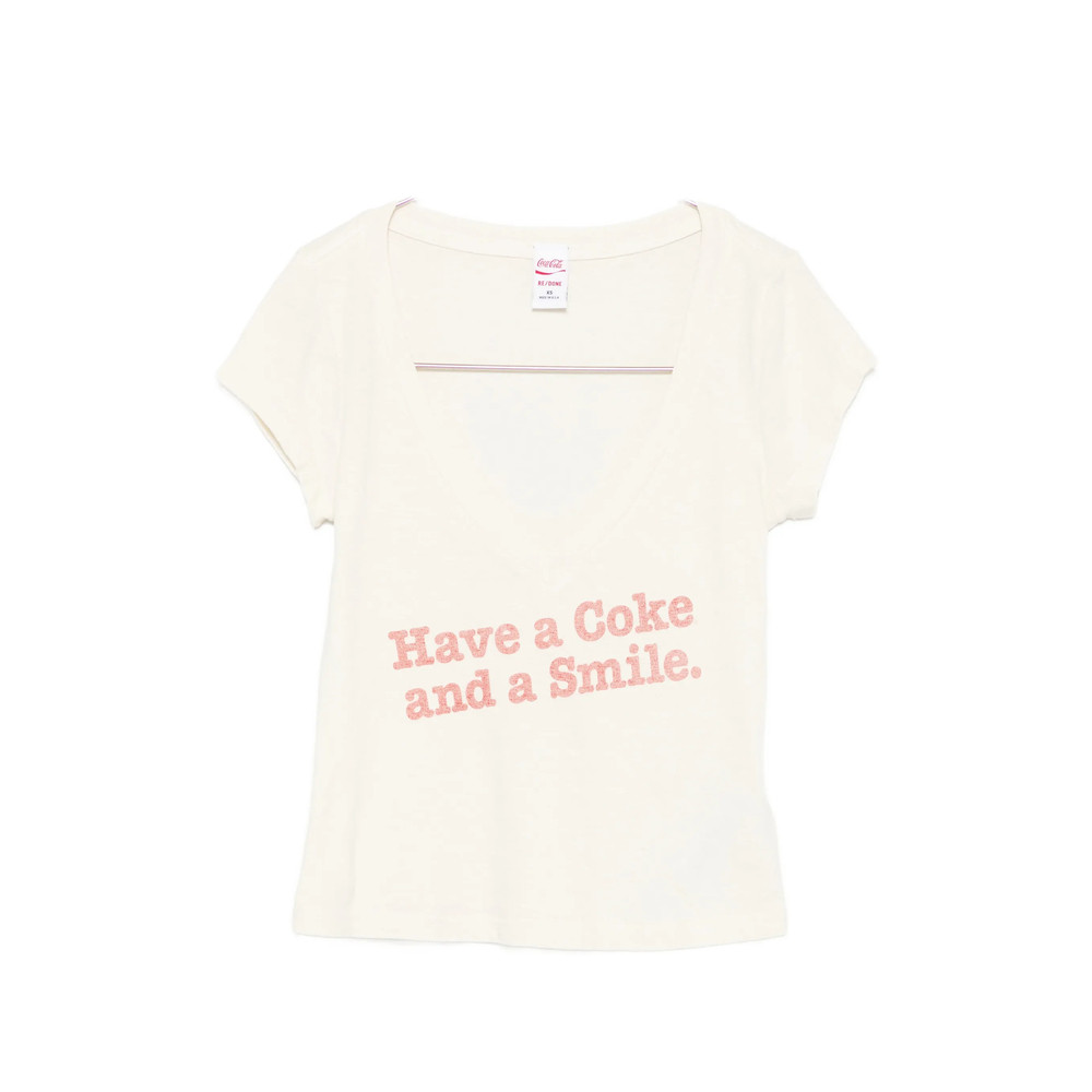 Re/done X Coca Cola Slogan-print V-neck T-shirt