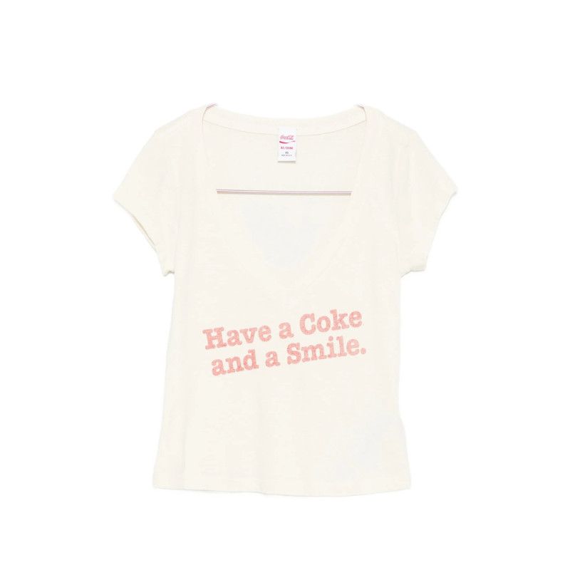 Re/done X Coca Cola Slogan-print V-neck T-shirt