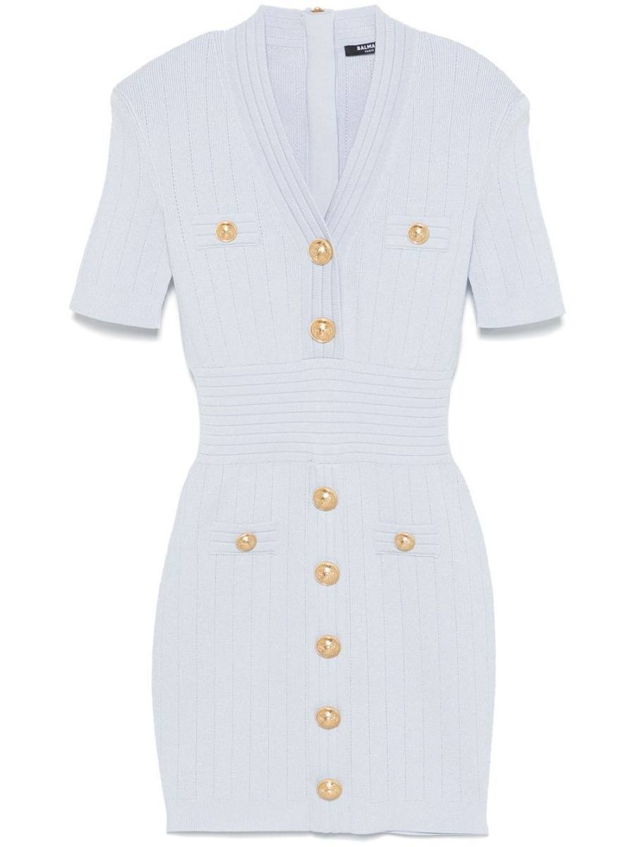 button-detail knitted mini dress
